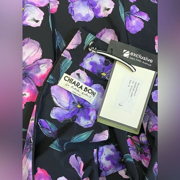 Chiara Boni La Petite Robe Draped High-Neck Floral Gown size 16 - Picture 13 of 14